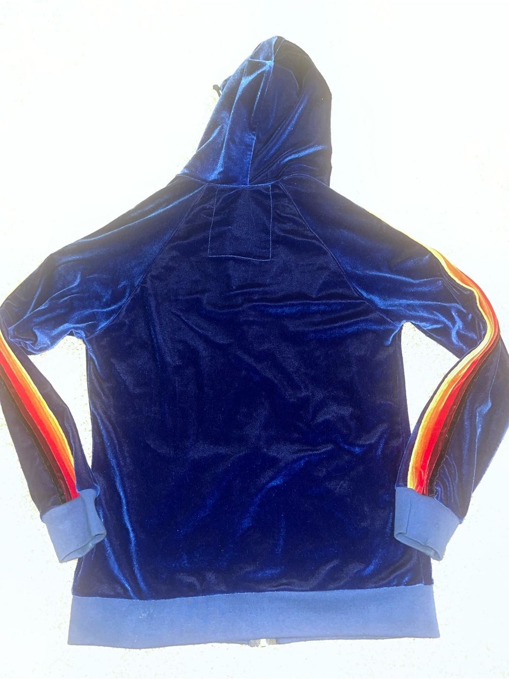 Aviator Nation Classic Velvet Hoodie with Rainbow Sleeve Stripes - Picture 5 of 9